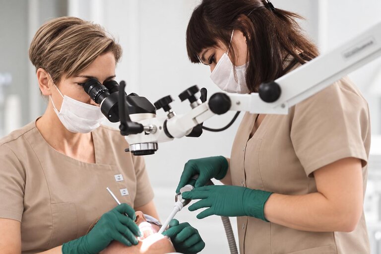 Endodoncja, leczenie kanałowe pod mikroskopem